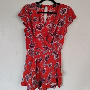 Floral romper jumpsuit orange